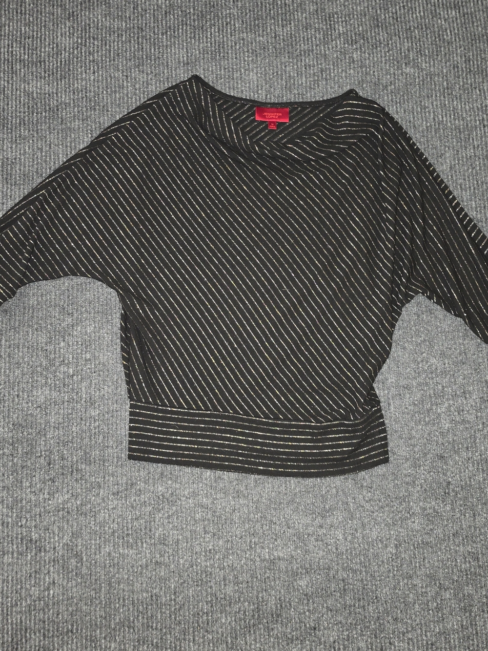 Black Metallic-Striped Women's Sweater